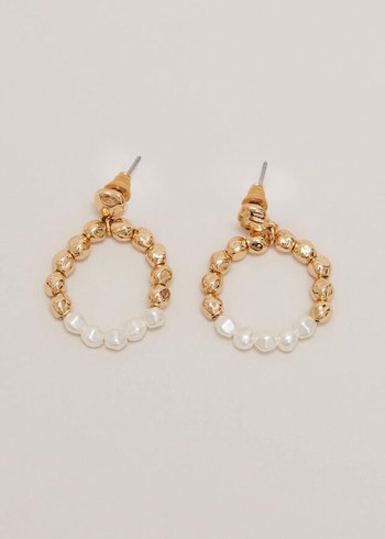 Phase Eight Pearl Hoops Jewellery Gold Australia | GT6248071